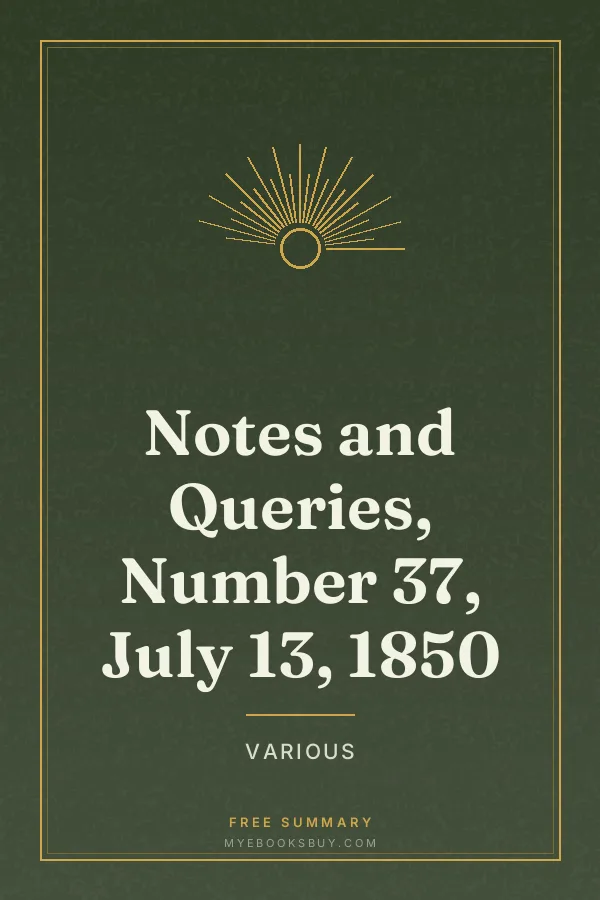 Cover of Notes and Queries, Number 37, July 13, 1850