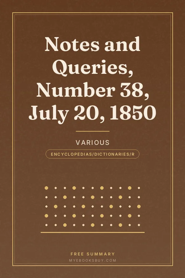 Cover of Notes and Queries, Number 38, July 20, 1850