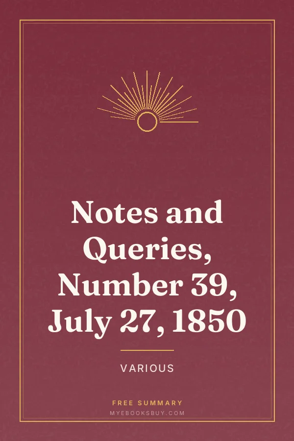 Cover of Notes and Queries, Number 39, July 27, 1850