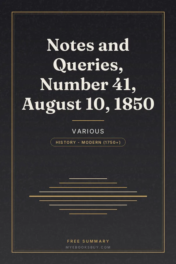 Cover of Notes and Queries, Number 41, August 10, 1850