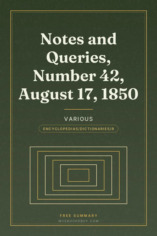 Cover of Notes and Queries, Number 42, August 17, 1850