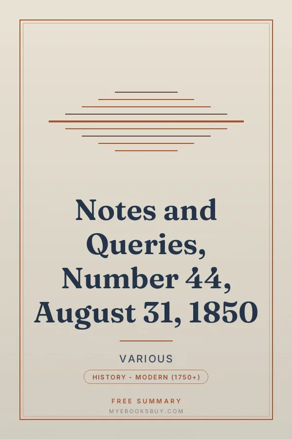 Cover of Notes and Queries, Number 44, August 31, 1850