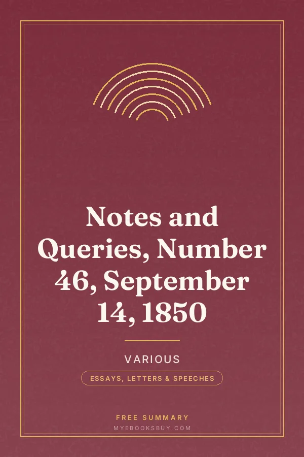 Cover of Notes and Queries, Number 46, September 14, 1850