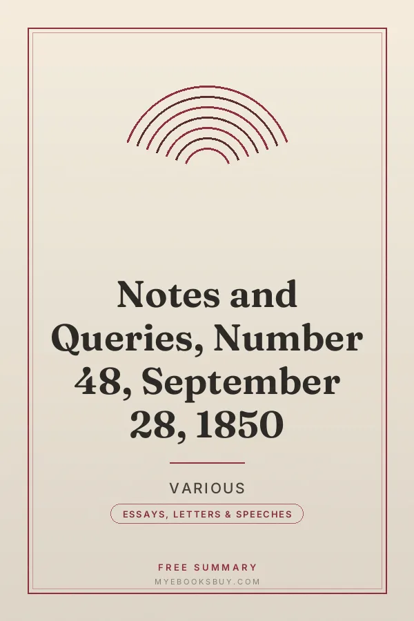 Cover of Notes and Queries, Number 48, September 28, 1850