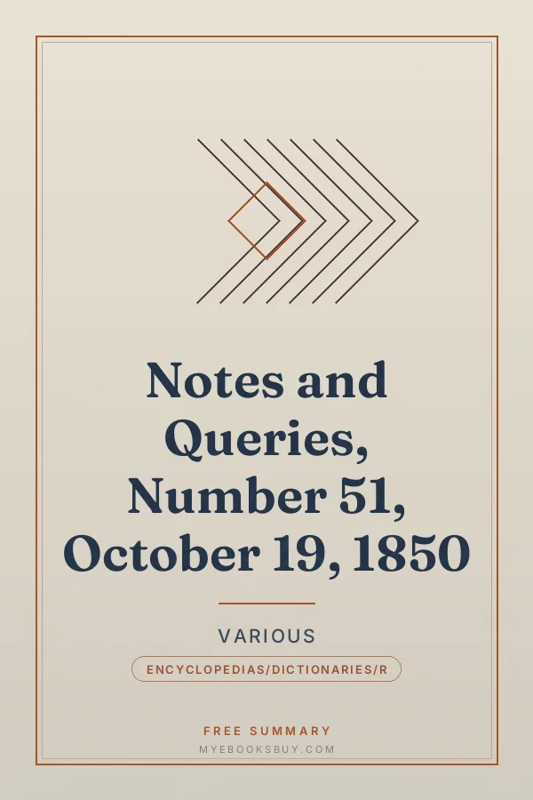 Cover of Notes and Queries, Number 51, October 19, 1850