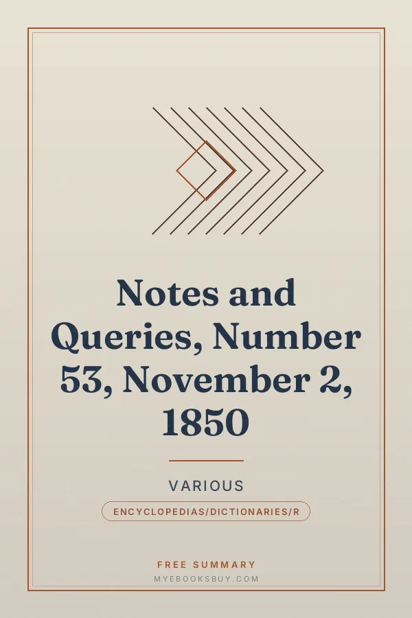 Cover of Notes and Queries, Number 53, November 2, 1850