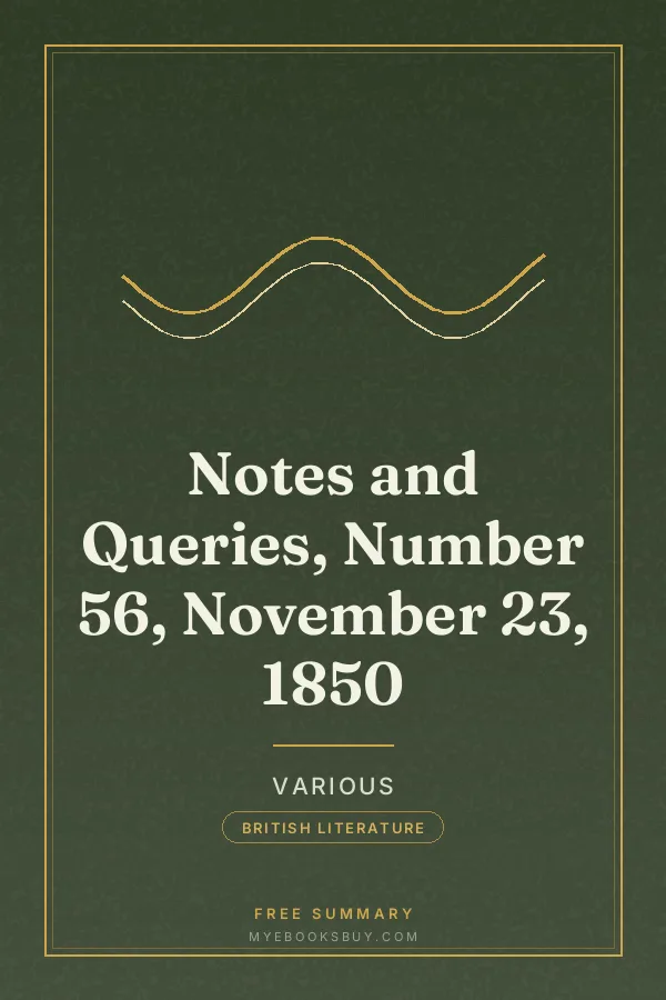 Cover of Notes and Queries, Number 56, November 23, 1850