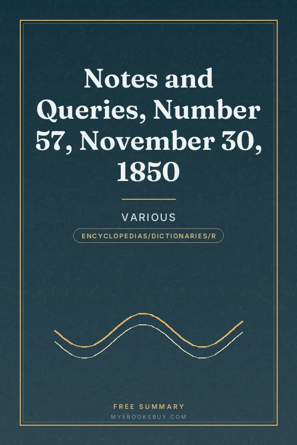 Cover of Notes and Queries, Number 57, November 30, 1850