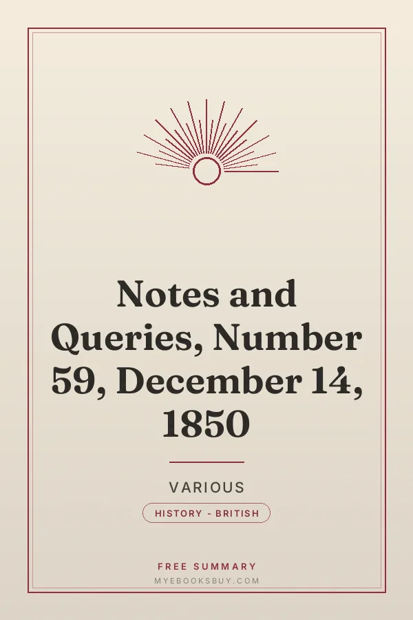 Cover of Notes and Queries, Number 59, December 14, 1850