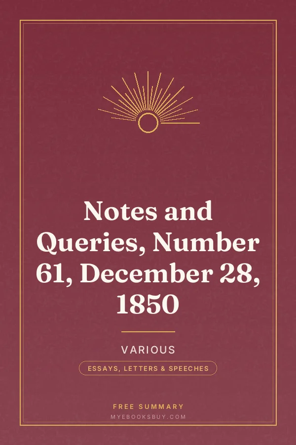 Cover of Notes and Queries, Number 61, December 28, 1850