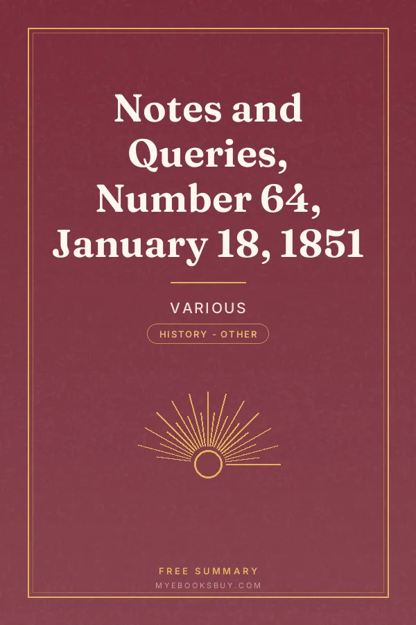 Cover of Notes and Queries, Number 64, January 18, 1851