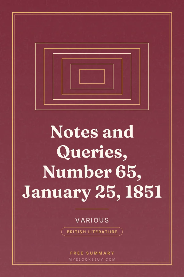 Cover of Notes and Queries, Number 65, January 25, 1851