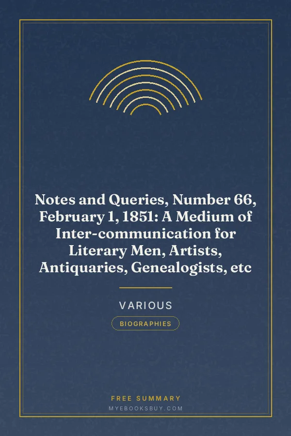 Cover of Notes and Queries, Number 66, February 1, 1851: A Medium of Inter-communication for Literary Men, Artists, Antiquaries, Genealogists, etc