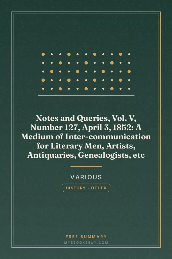 Cover of Notes and Queries, Vol. V, Number 127, April 3, 1852: A Medium of Inter-communication for Literary Men, Artists, Antiquaries, Genealogists, etc