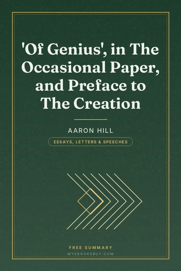 Cover of 'Of Genius', in The Occasional Paper, and Preface to The Creation