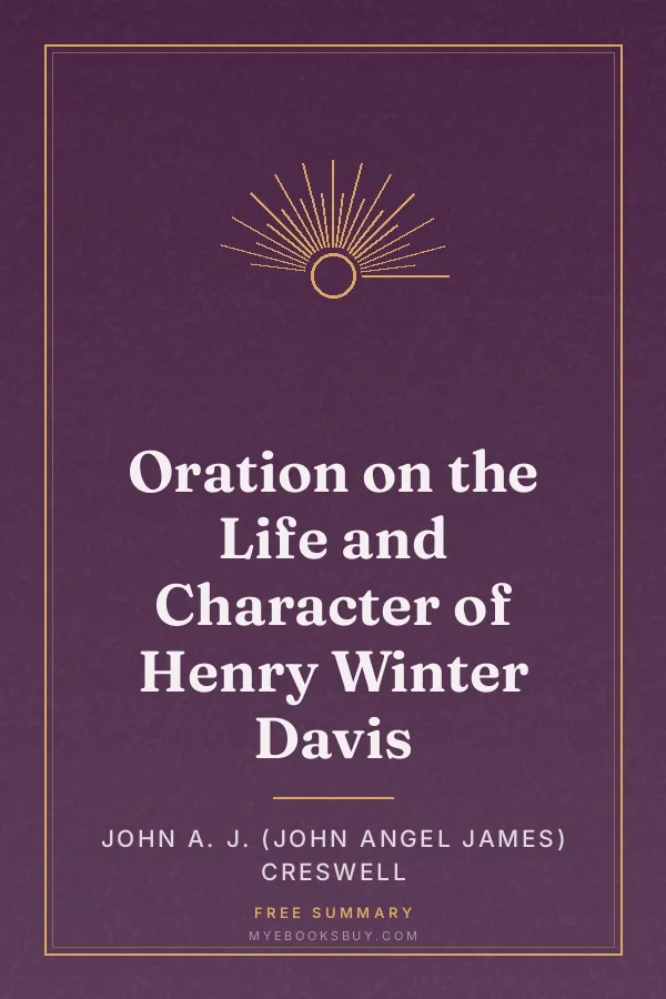 Cover of Oration on the Life and Character of Henry Winter Davis