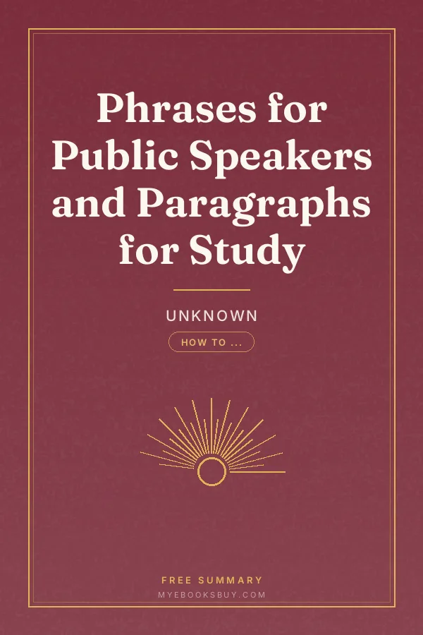 Cover of Phrases for Public Speakers and Paragraphs for Study