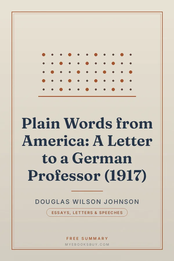 Cover of Plain Words from America: A Letter to a German Professor (1917)