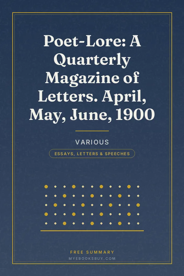 Cover of Poet-Lore: A Quarterly Magazine of Letters. April, May, June, 1900