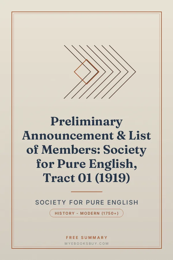 Cover of Preliminary Announcement & List of Members: Society for Pure English, Tract 01 (1919)