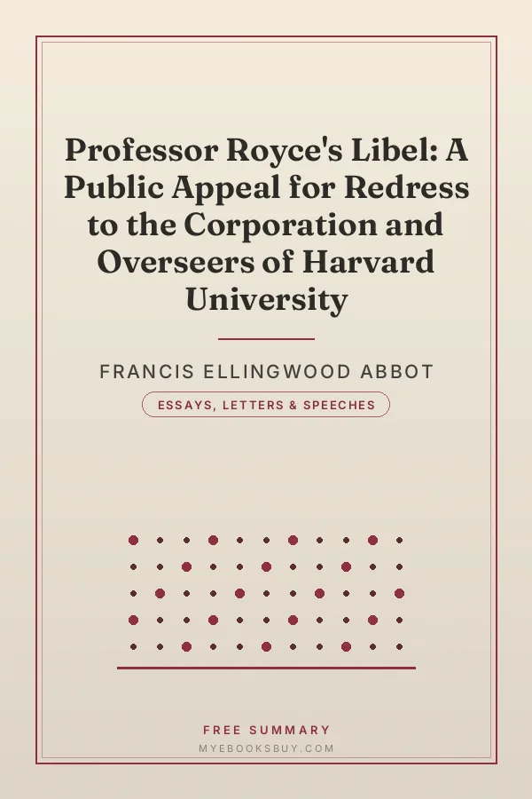 Cover of Professor Royce's Libel: A Public Appeal for Redress to the Corporation and Overseers of Harvard University