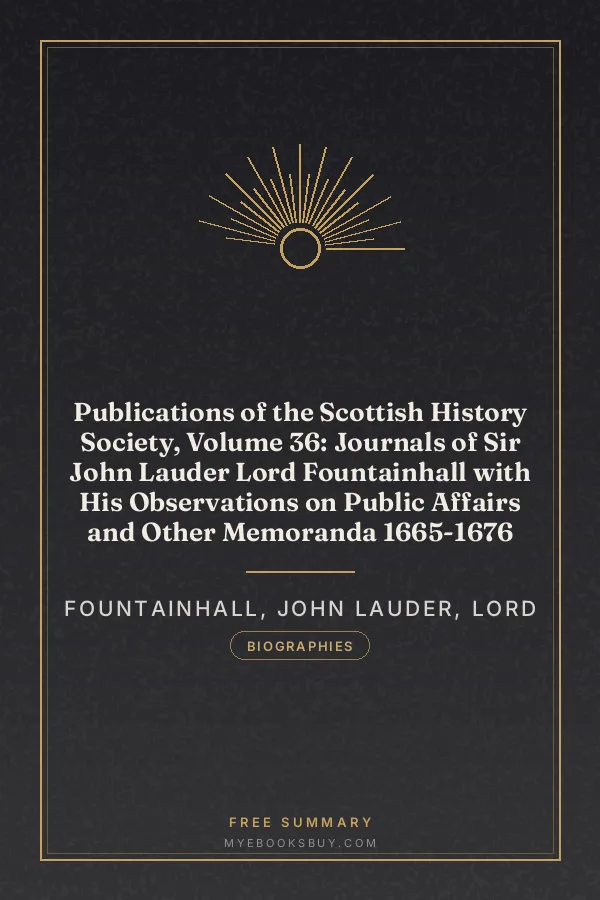 Cover of Publications of the Scottish History Society, Volume 36: Journals of Sir John Lauder Lord Fountainhall with His Observations on Public Affairs and Other Memoranda 1665-1676