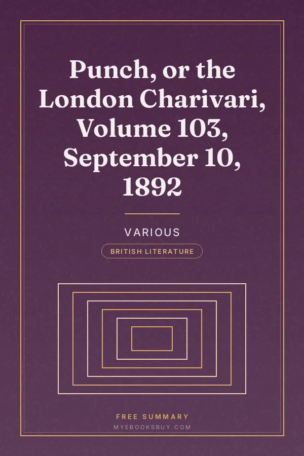 Cover of Punch, or the London Charivari, Volume 103, September 10, 1892