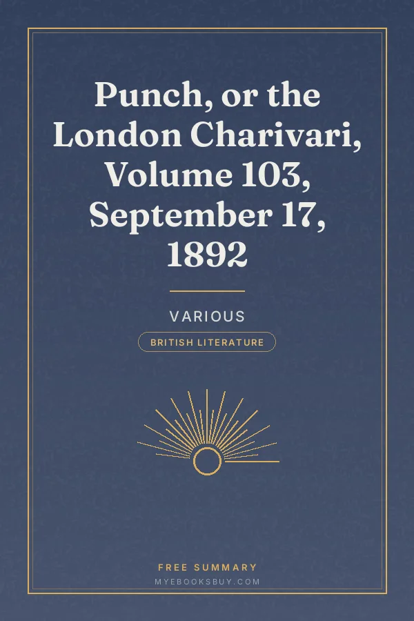 Cover of Punch, or the London Charivari, Volume 103, September 17, 1892