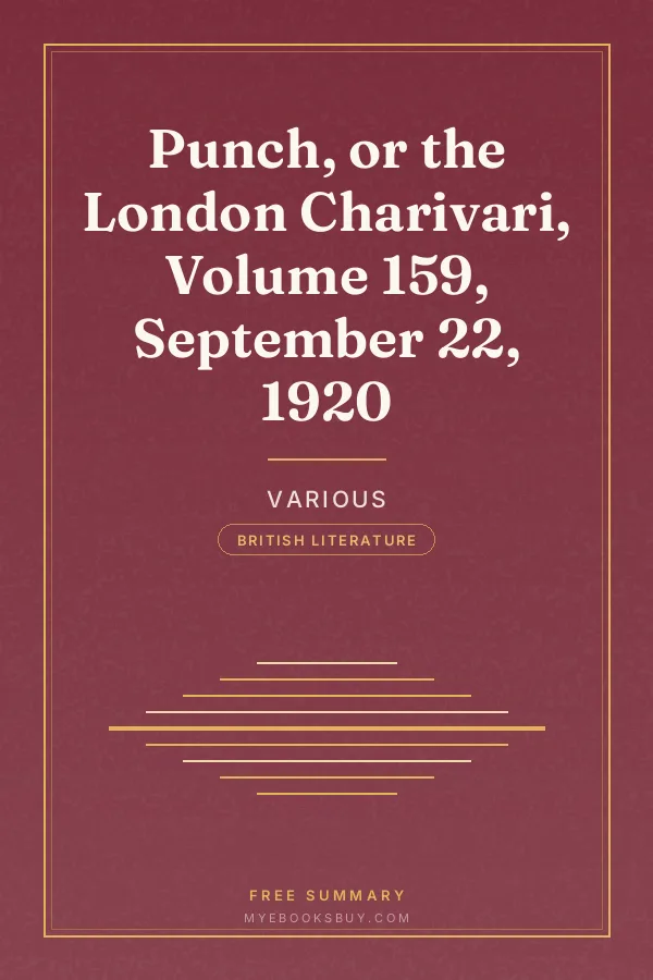 Cover of Punch, or the London Charivari, Volume 159, September 22, 1920