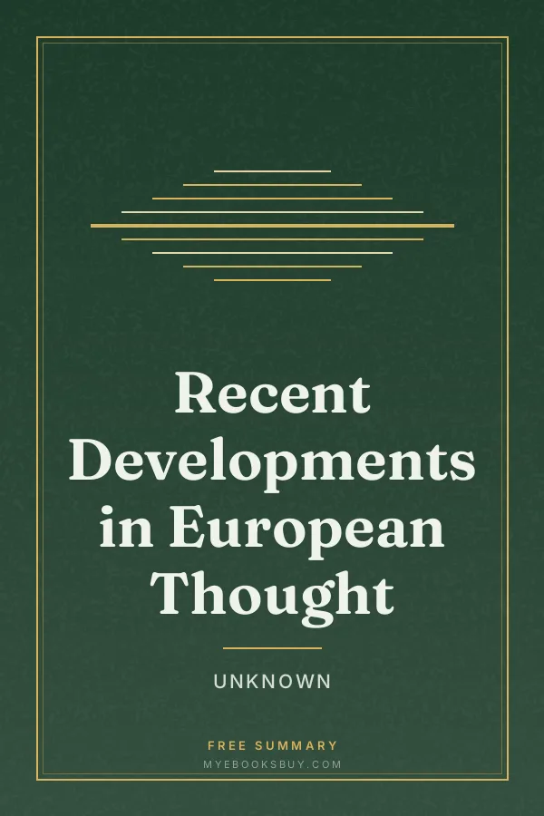 Cover of Recent Developments in European Thought