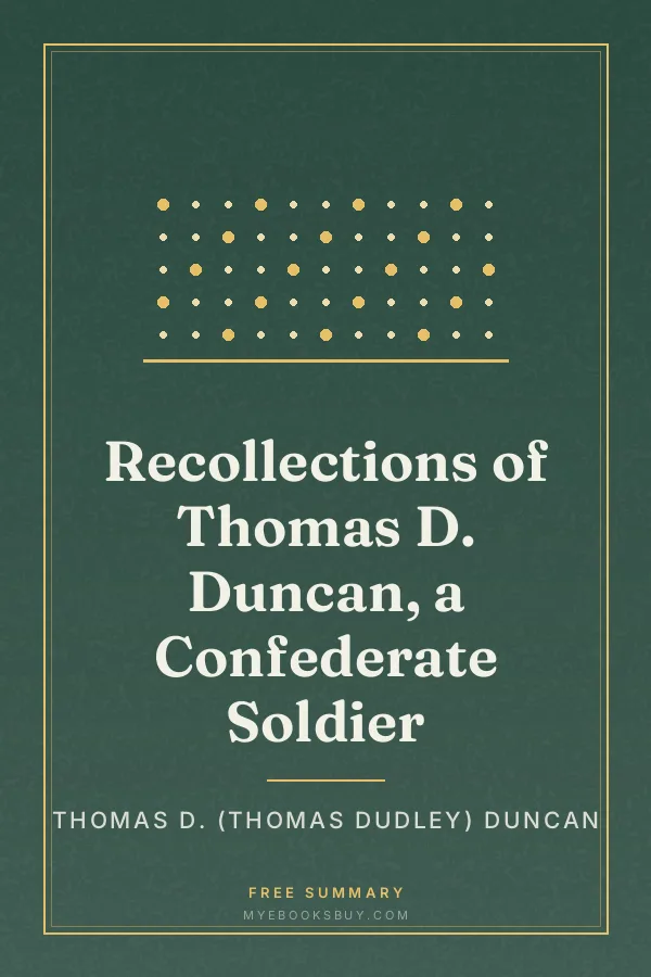Cover of Recollections of Thomas D. Duncan, a Confederate Soldier