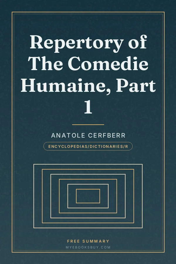 Cover of Repertory of The Comedie Humaine, Part 1