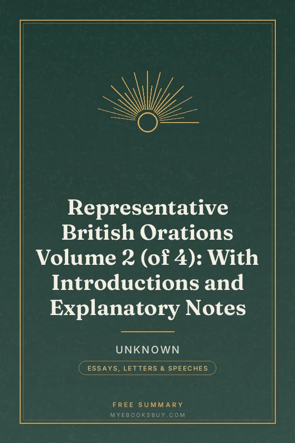 Cover of Representative British Orations Volume 2 (of 4): With Introductions and Explanatory Notes