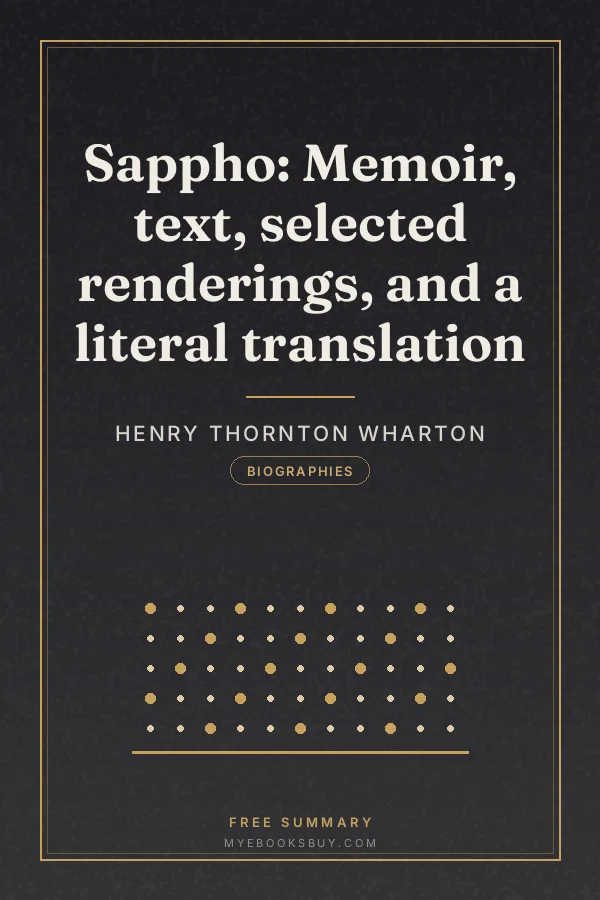 Cover of Sappho: Memoir, text, selected renderings, and a literal translation
