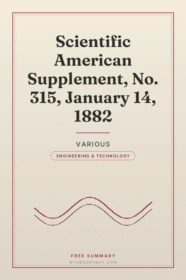 Cover of Scientific American Supplement, No. 315, January 14, 1882