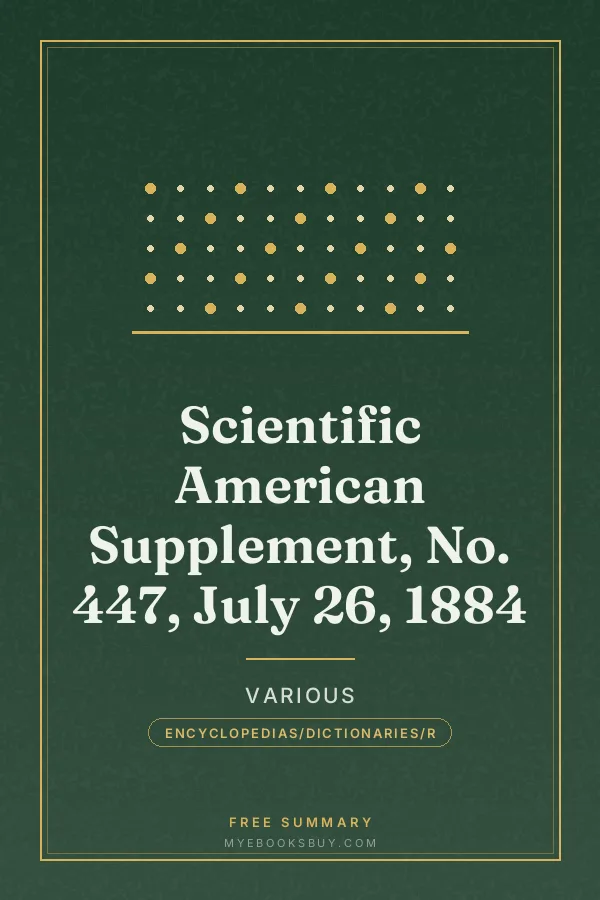 Cover of Scientific American Supplement, No. 447, July 26, 1884