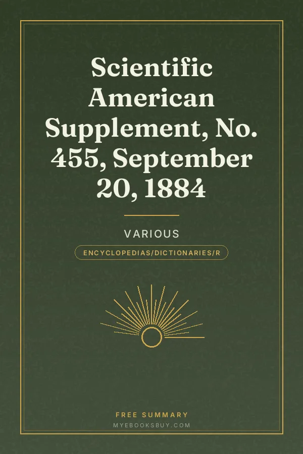 Cover of Scientific American Supplement, No. 455, September 20, 1884