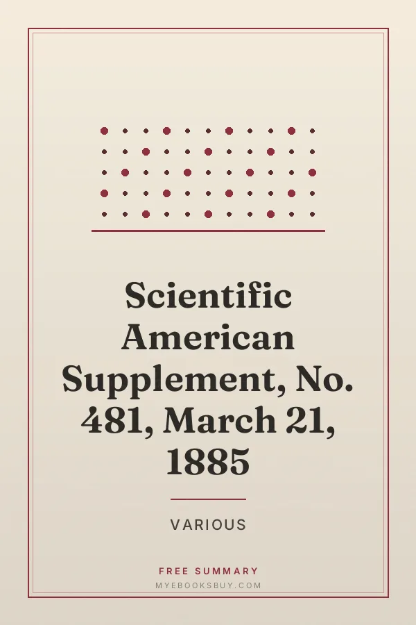 Cover of Scientific American Supplement, No. 481, March 21, 1885
