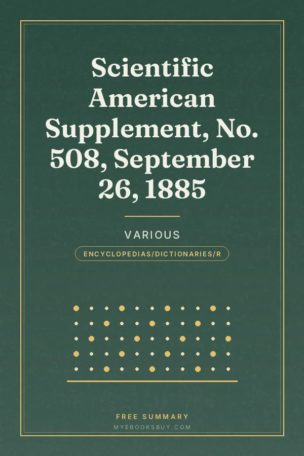 Cover of Scientific American Supplement, No. 508, September 26, 1885