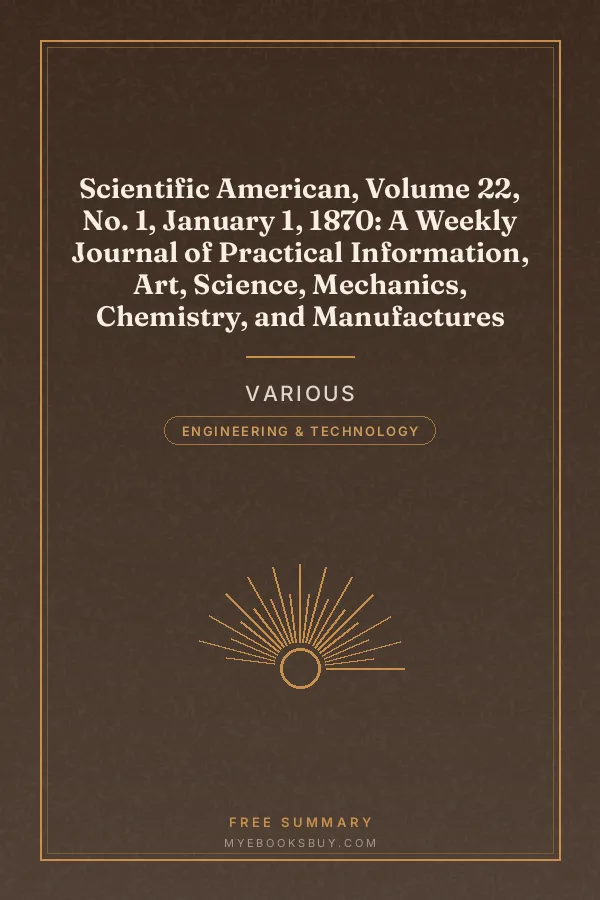 Cover of Scientific American, Volume 22, No. 1, January 1, 1870: A Weekly Journal of Practical Information, Art, Science, Mechanics, Chemistry, and Manufactures