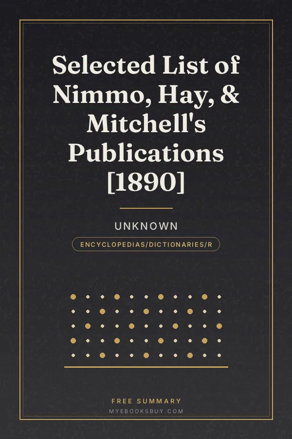 Cover of Selected List of Nimmo, Hay, & Mitchell's Publications [1890]
