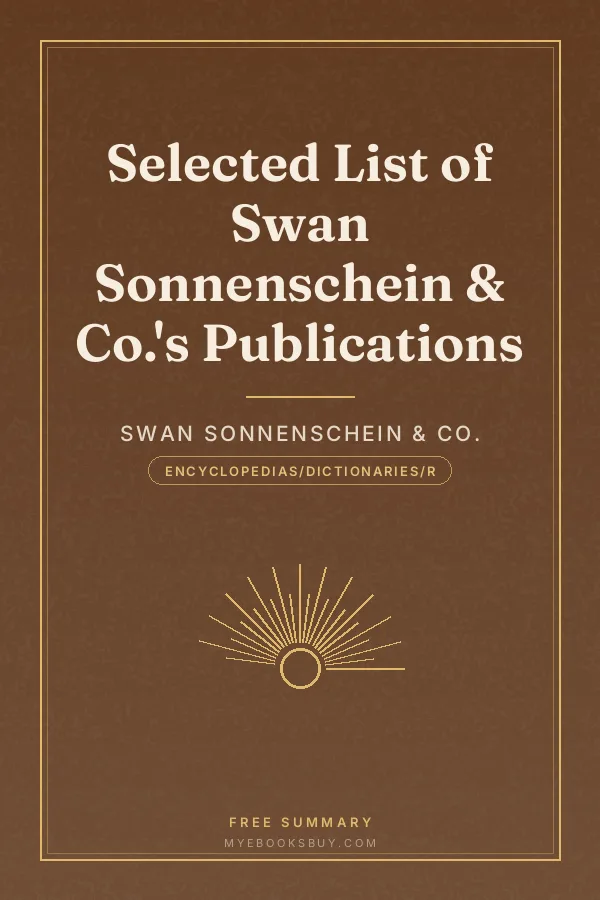 Cover of Selected List of Swan Sonnenschein & Co.'s Publications