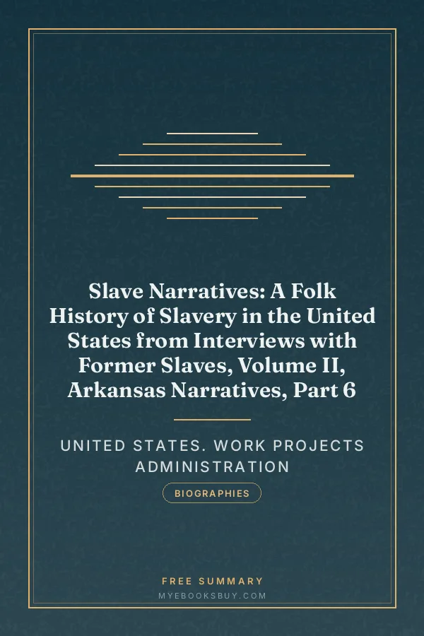 Cover of Slave Narratives: A Folk History of Slavery in the United States from Interviews with Former Slaves, Volume II, Arkansas Narratives, Part 6