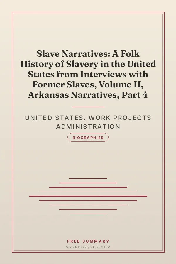 Cover of Slave Narratives: A Folk History of Slavery in the United States from Interviews with Former Slaves, Volume II, Arkansas Narratives, Part 4