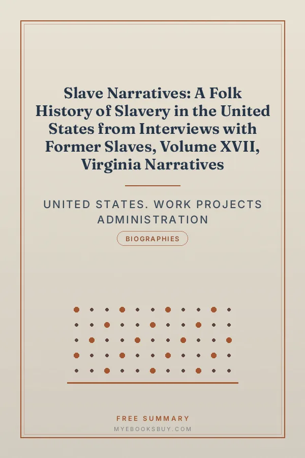 Cover of Slave Narratives: A Folk History of Slavery in the United States from Interviews with Former Slaves, Volume XVII, Virginia Narratives