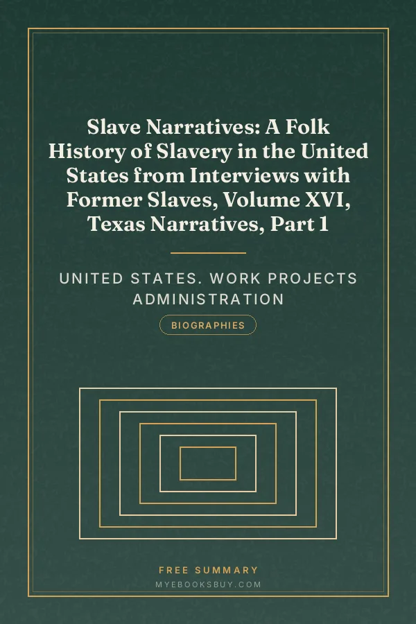 Cover of Slave Narratives: A Folk History of Slavery in the United States from Interviews with Former Slaves, Volume XVI, Texas Narratives, Part 1