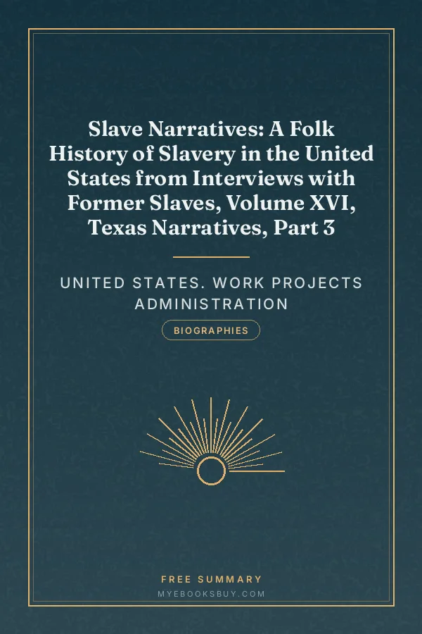 Cover of Slave Narratives: A Folk History of Slavery in the United States from Interviews with Former Slaves, Volume XVI, Texas Narratives, Part 3
