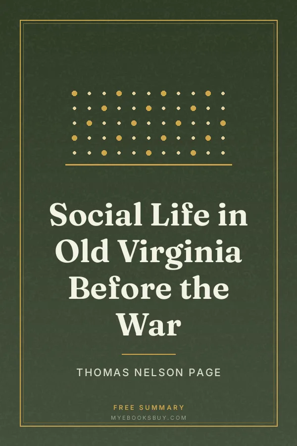 Cover of Social Life in Old Virginia Before the War