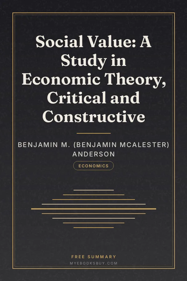 Cover of Social Value: A Study in Economic Theory, Critical and Constructive