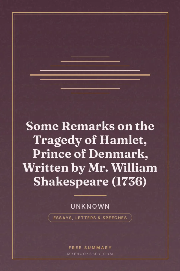Cover of Some Remarks on the Tragedy of Hamlet, Prince of Denmark, Written by Mr. William Shakespeare (1736)